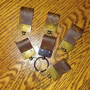 Brown Leather Keychain made with 100% authentic canvas